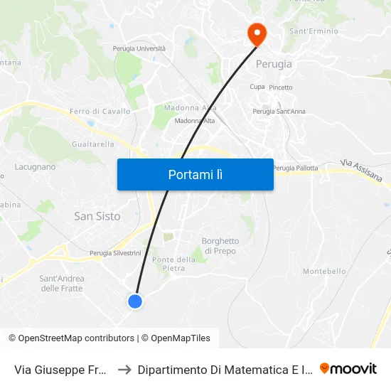 Via Giuseppe Frenguelli to Dipartimento Di Matematica E Informatica map