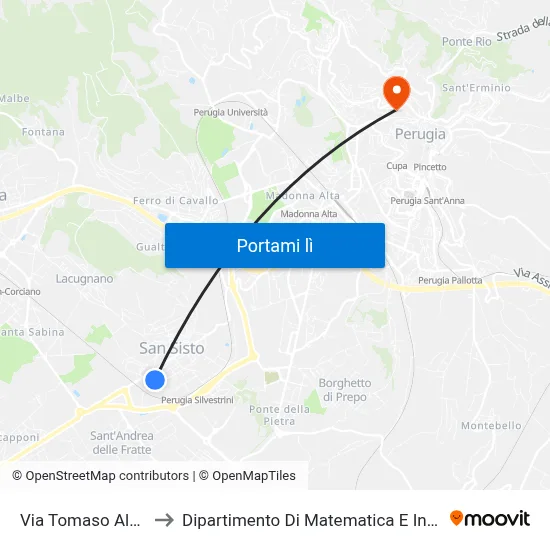 Via Tomaso Albinoni to Dipartimento Di Matematica E Informatica map
