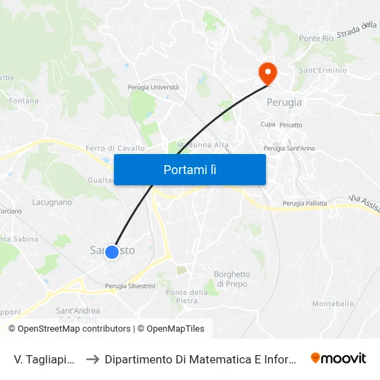 V. Tagliapietra to Dipartimento Di Matematica E Informatica map