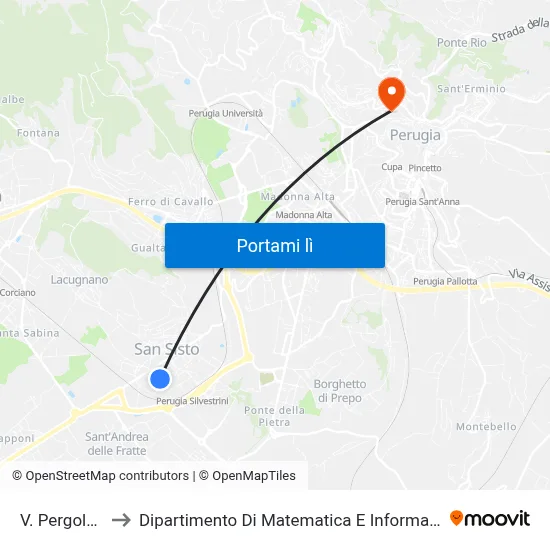 V. Pergolesi to Dipartimento Di Matematica E Informatica map