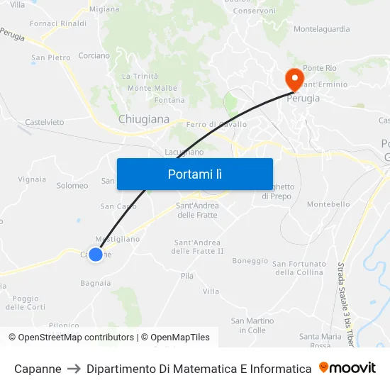 Capanne to Dipartimento Di Matematica E Informatica map