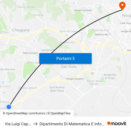 Via Luigi Caprera to Dipartimento Di Matematica E Informatica map