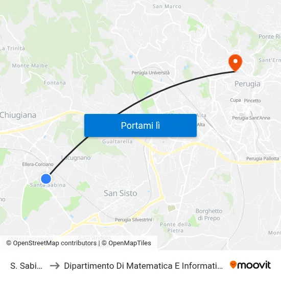 S. Sabina to Dipartimento Di Matematica E Informatica map