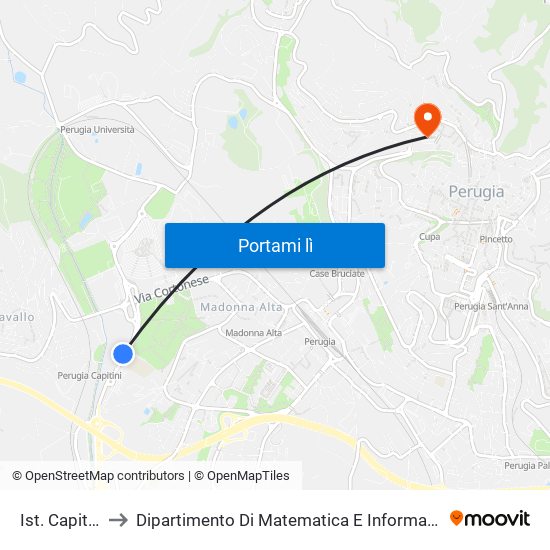 Ist. Capitini to Dipartimento Di Matematica E Informatica map