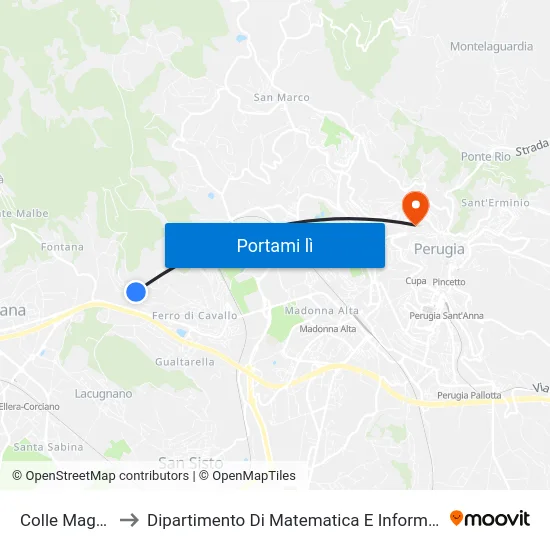 Colle Maggio to Dipartimento Di Matematica E Informatica map