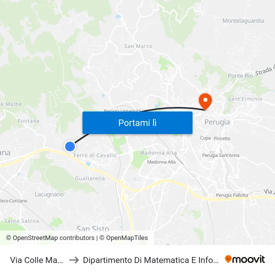 Via Colle Maggio to Dipartimento Di Matematica E Informatica map