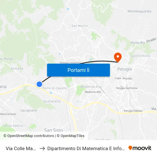 Via Colle Maggio to Dipartimento Di Matematica E Informatica map