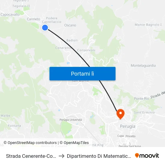Strada Cenerente-Colle Umberto to Dipartimento Di Matematica E Informatica map