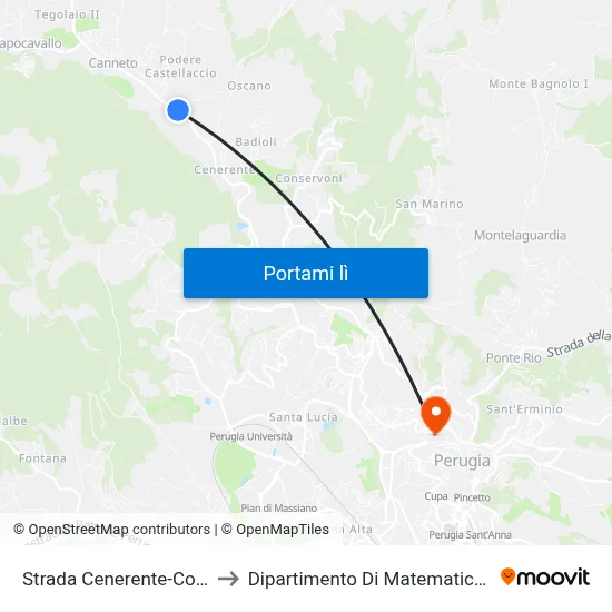 Strada Cenerente-Colle Umberto to Dipartimento Di Matematica E Informatica map