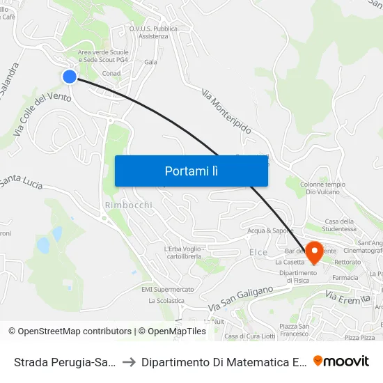 Strada Perugia-San Marco to Dipartimento Di Matematica E Informatica map