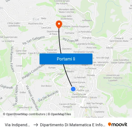 Via Indipendenza to Dipartimento Di Matematica E Informatica map