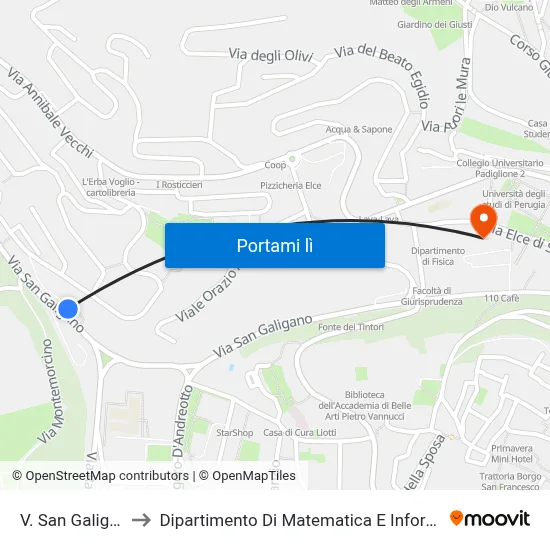 V. San Galigano to Dipartimento Di Matematica E Informatica map
