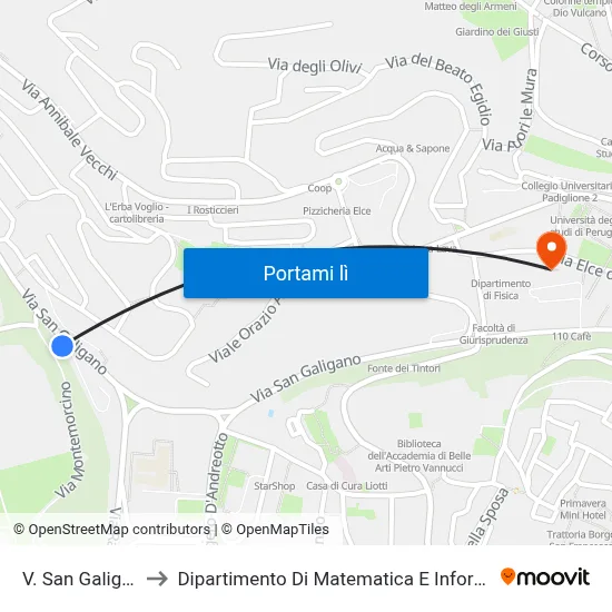 V. San Galigano to Dipartimento Di Matematica E Informatica map