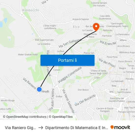 Via Raniero Gigliarelli to Dipartimento Di Matematica E Informatica map