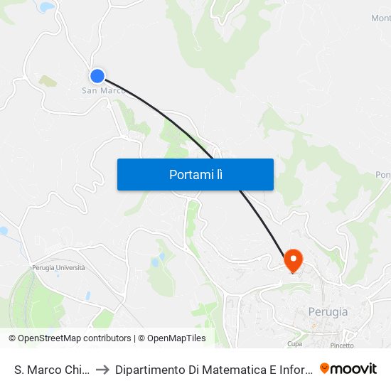 S. Marco Chiesa to Dipartimento Di Matematica E Informatica map