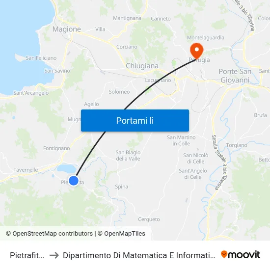 Pietrafitta to Dipartimento Di Matematica E Informatica map