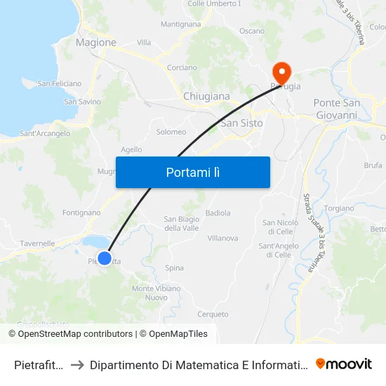 Pietrafitta to Dipartimento Di Matematica E Informatica map