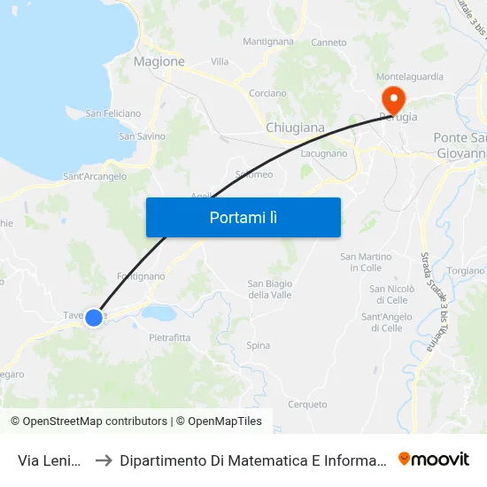 Via Lenin 1 to Dipartimento Di Matematica E Informatica map