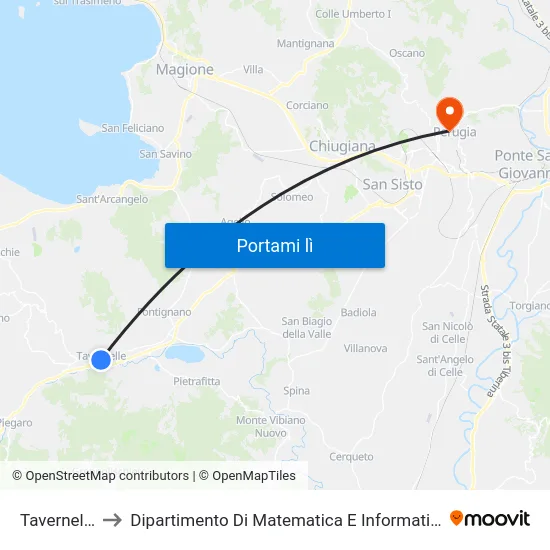 Tavernelle to Dipartimento Di Matematica E Informatica map