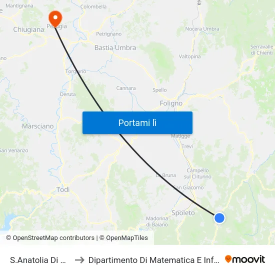 S.Anatolia Di Narco to Dipartimento Di Matematica E Informatica map