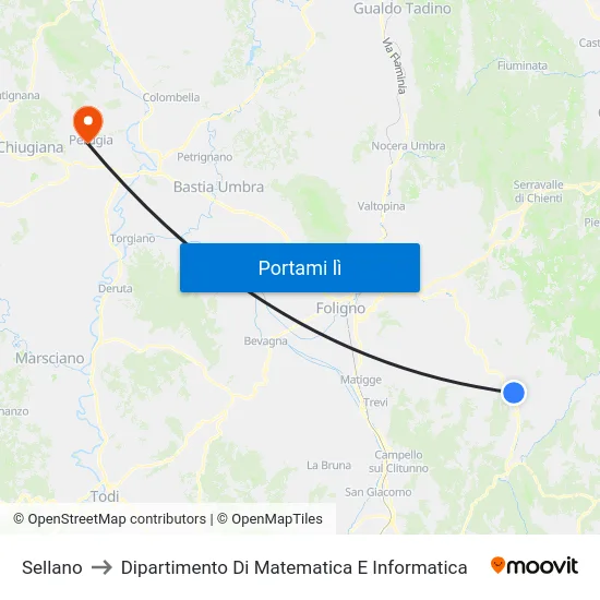 Sellano to Dipartimento Di Matematica E Informatica map
