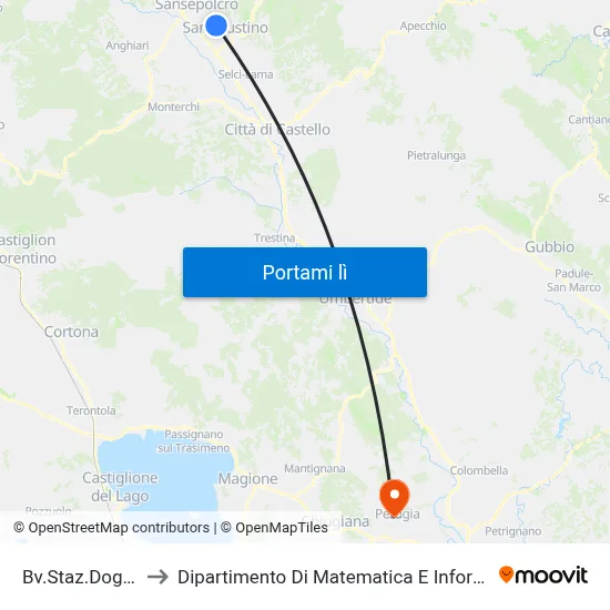 Bv.Staz.Dogana to Dipartimento Di Matematica E Informatica map