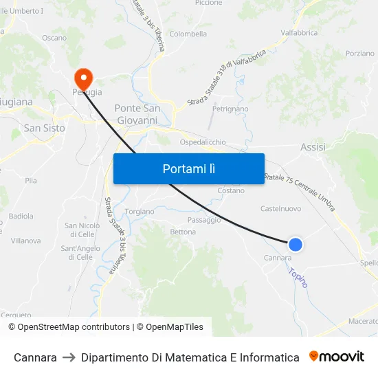 Cannara to Dipartimento Di Matematica E Informatica map