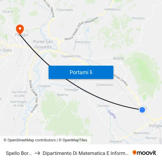 Spello Borgo to Dipartimento Di Matematica E Informatica map