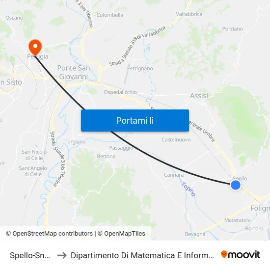 Spello-Snam to Dipartimento Di Matematica E Informatica map