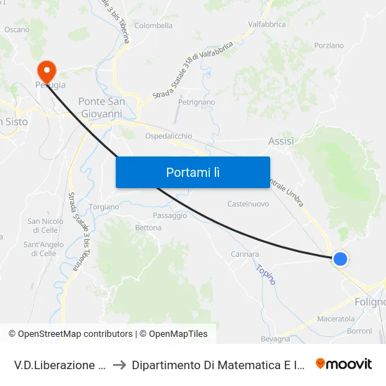 V.D.Liberazione Spello to Dipartimento Di Matematica E Informatica map