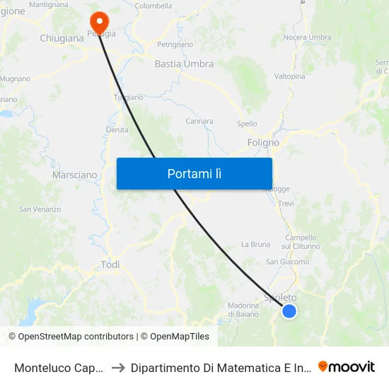 Monteluco Capolinea to Dipartimento Di Matematica E Informatica map