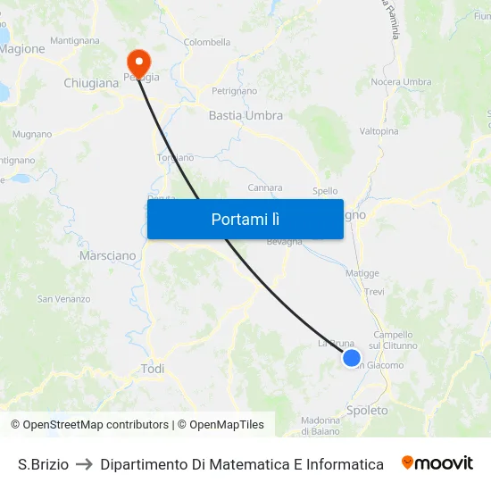 S.Brizio to Dipartimento Di Matematica E Informatica map