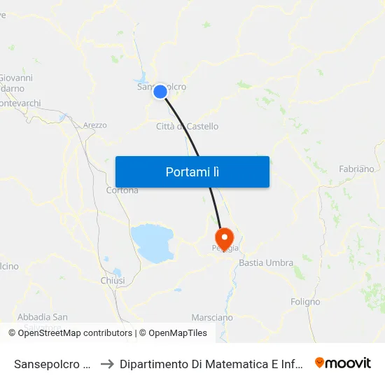 Sansepolcro Staz. to Dipartimento Di Matematica E Informatica map