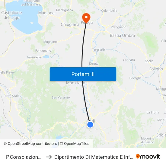 P.Consolazione Todi to Dipartimento Di Matematica E Informatica map