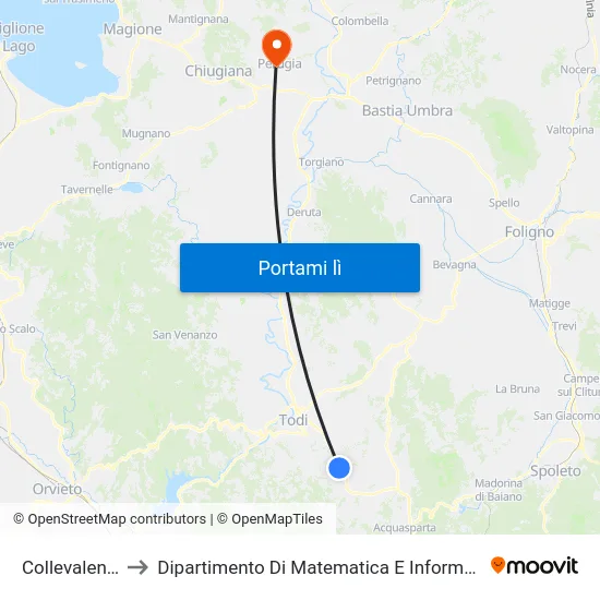 Collevalenza to Dipartimento Di Matematica E Informatica map
