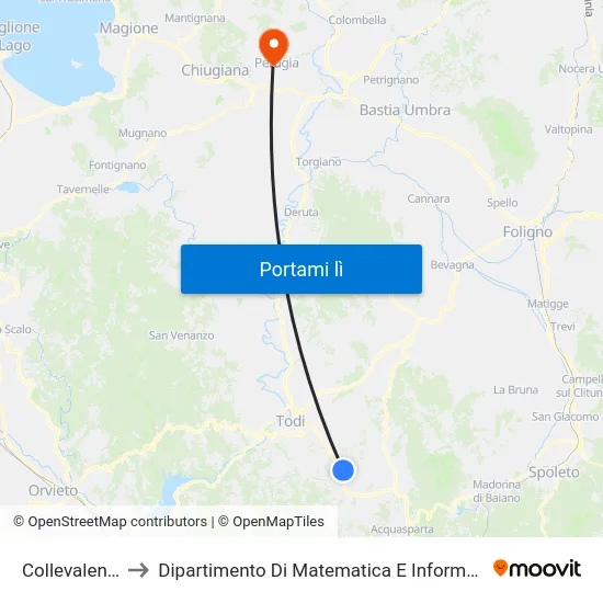 Collevalenza to Dipartimento Di Matematica E Informatica map