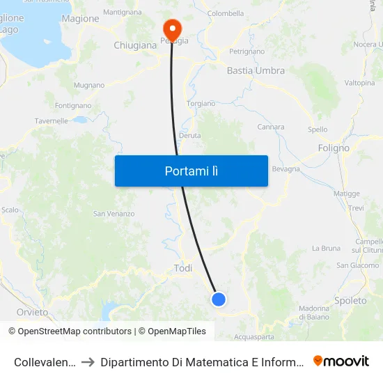 Collevalenza to Dipartimento Di Matematica E Informatica map