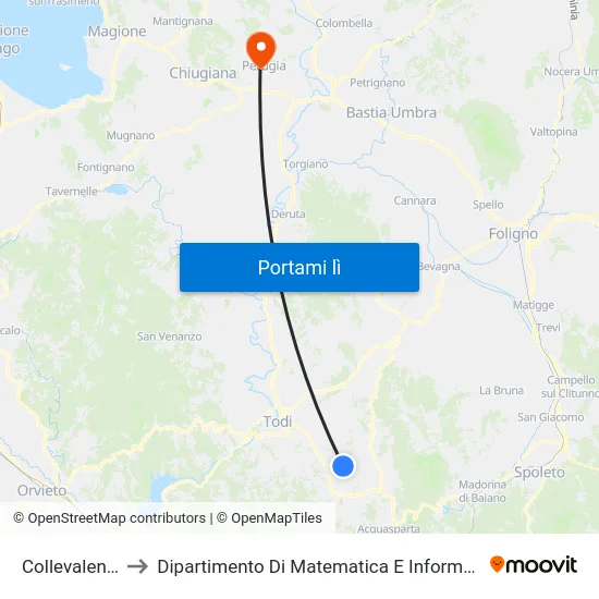 Collevalenza to Dipartimento Di Matematica E Informatica map