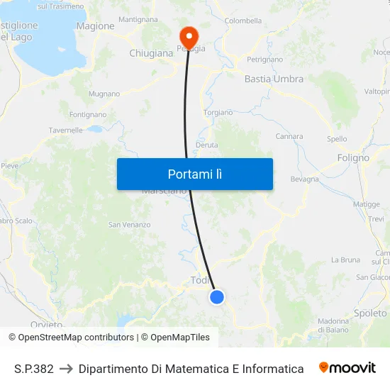 S.P.382 to Dipartimento Di Matematica E Informatica map