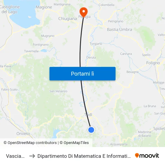 Vasciano to Dipartimento Di Matematica E Informatica map