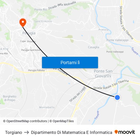 Torgiano to Dipartimento Di Matematica E Informatica map