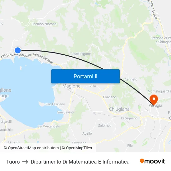 Tuoro to Dipartimento Di Matematica E Informatica map