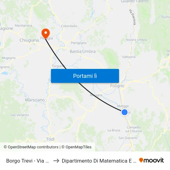 Borgo Trevi - Via Gramsci to Dipartimento Di Matematica E Informatica map
