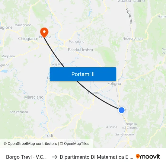 Borgo Trevi - V.Cannaiola to Dipartimento Di Matematica E Informatica map