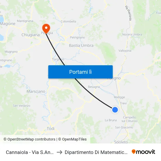 Cannaiola - Via S.Angelo Civ. 66 to Dipartimento Di Matematica E Informatica map