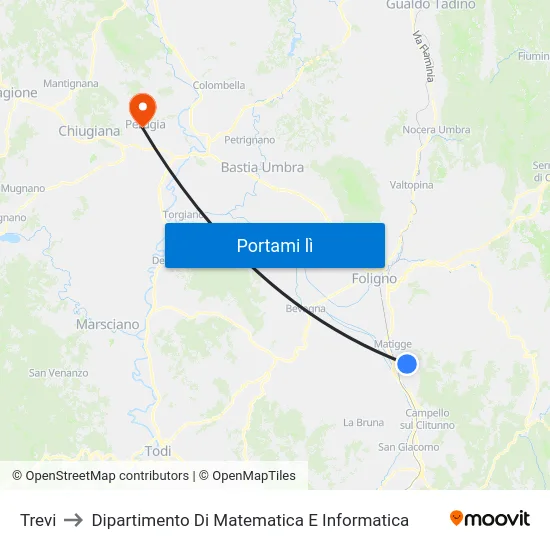 Trevi to Dipartimento Di Matematica E Informatica map