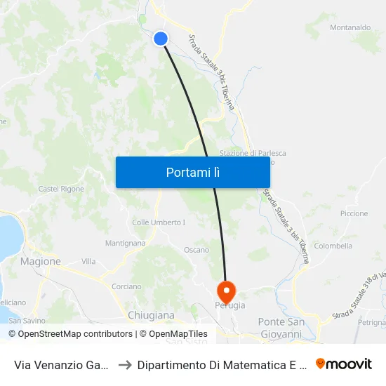 Via Venanzio Gabriotti 4 to Dipartimento Di Matematica E Informatica map
