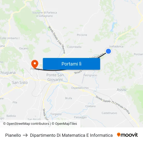 Pianello to Dipartimento Di Matematica E Informatica map