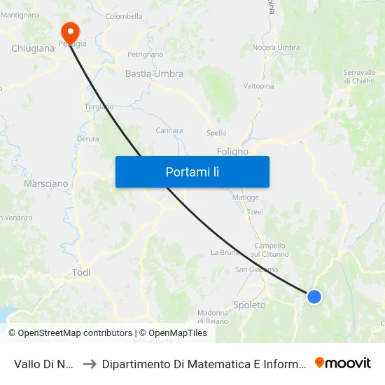 Vallo Di Nera to Dipartimento Di Matematica E Informatica map