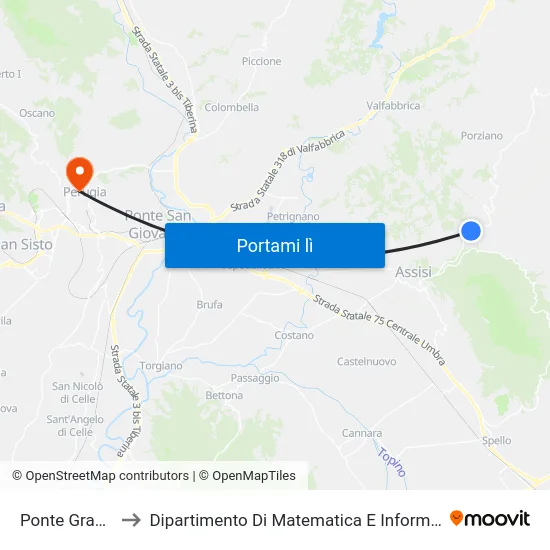 Ponte Grande to Dipartimento Di Matematica E Informatica map